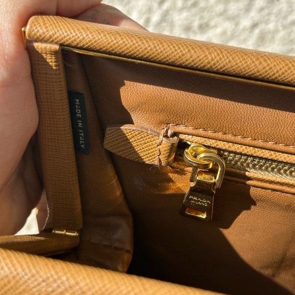 Prada Tan Leather Pouch with Gold Logo - Picture 9 of 9